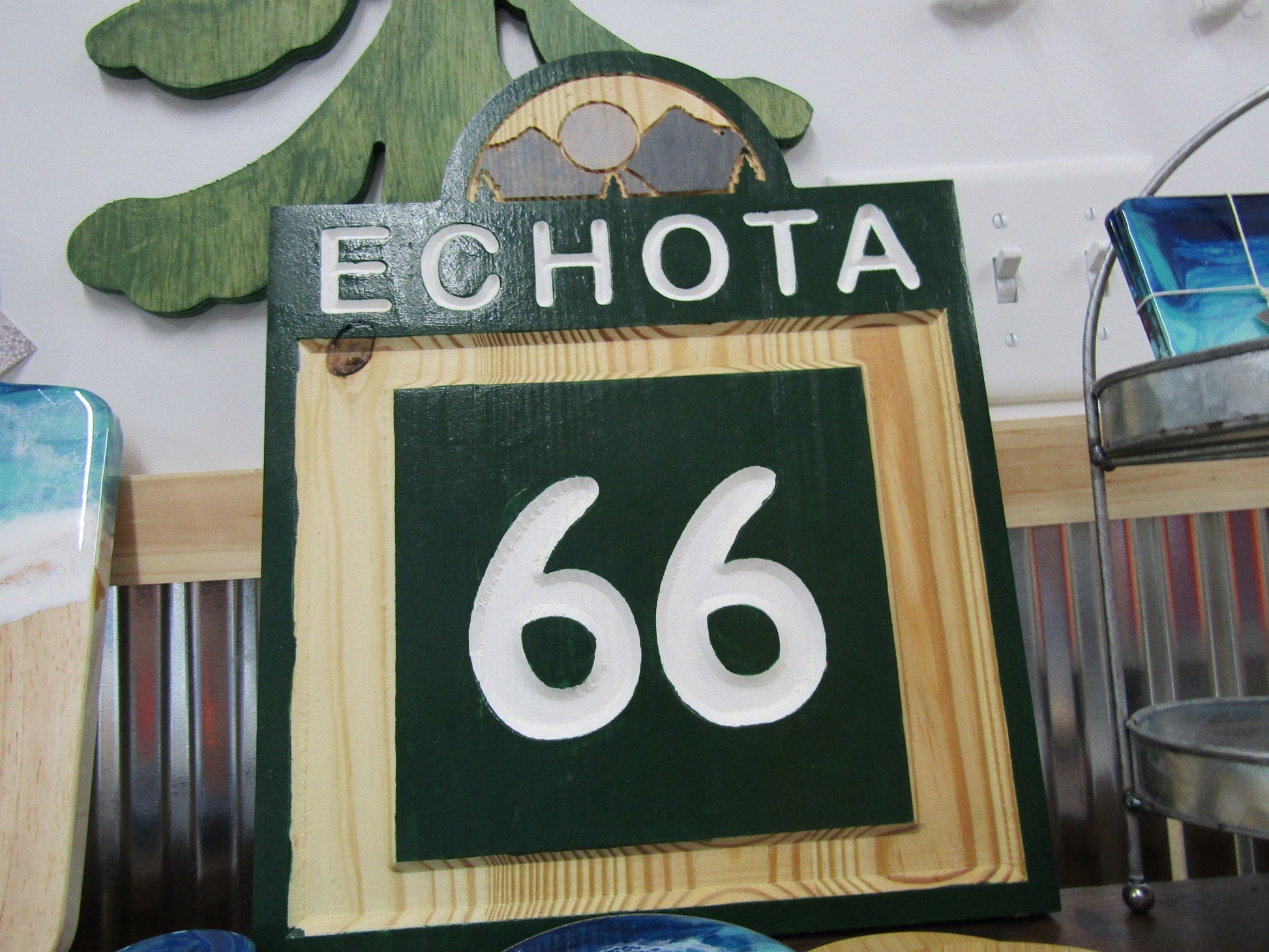 Route Echota Contour Engraved Routed Sign Commerical Real Estate Vacation Wilderness Outdoors Handmade Sign Inscribed