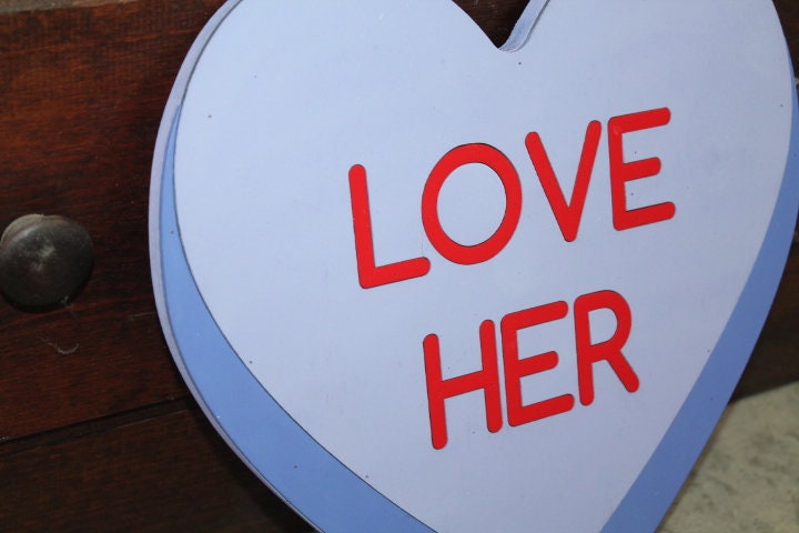 Valentines Day Conversation Heart Purple Cutout Love Her Photography Prop Decor Handmade Home Decor Raised 3D Giftable Sign Wall Art
