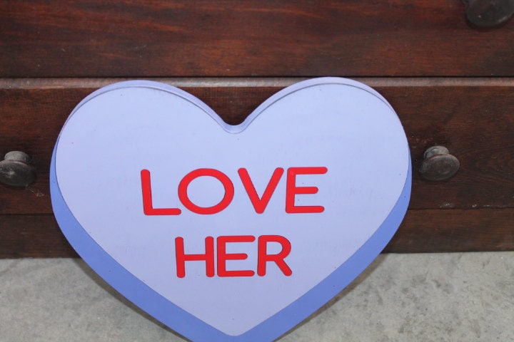 Valentines Day Conversation Heart Purple Cutout Love Her Photography Prop Decor Handmade Home Decor Raised 3D Giftable Sign Wall Art