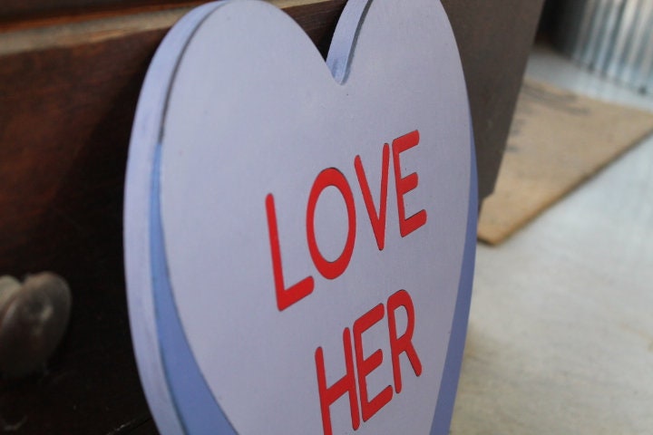 Valentines Day Conversation Heart Purple Cutout Love Her Photography Prop Decor Handmade Home Decor Raised 3D Giftable Sign Wall Art