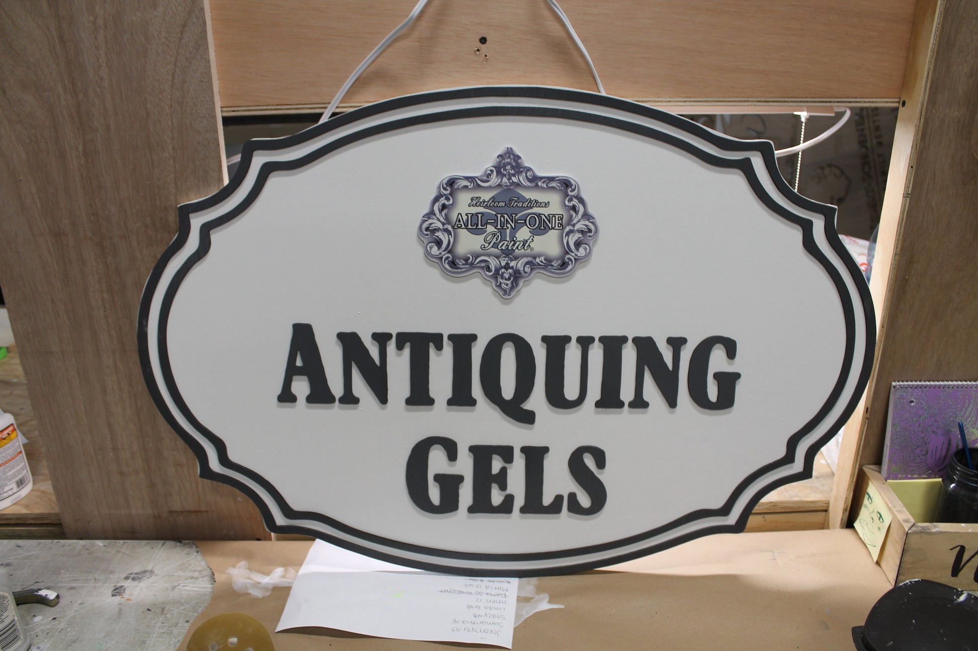 Custom Wood Sign Paint Tools Studio Shop Handmade Decor Store Sign Color Raised Logo 3D Personalized Commerical Signage Oval