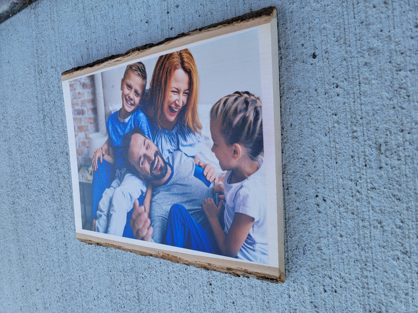Custom Sign Printed Family Photo Balsa Wood Live Edge Keepsake Gift Gift for her Wedding Gift Christmas Birthday Your Image Color