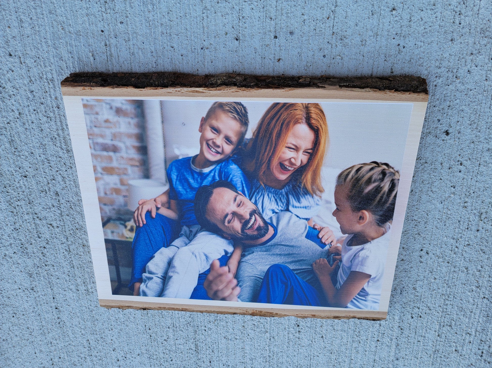 Custom Sign Printed Family Photo Balsa Wood Live Edge Keepsake Gift Gift for her Wedding Gift Christmas Birthday Your Image Color