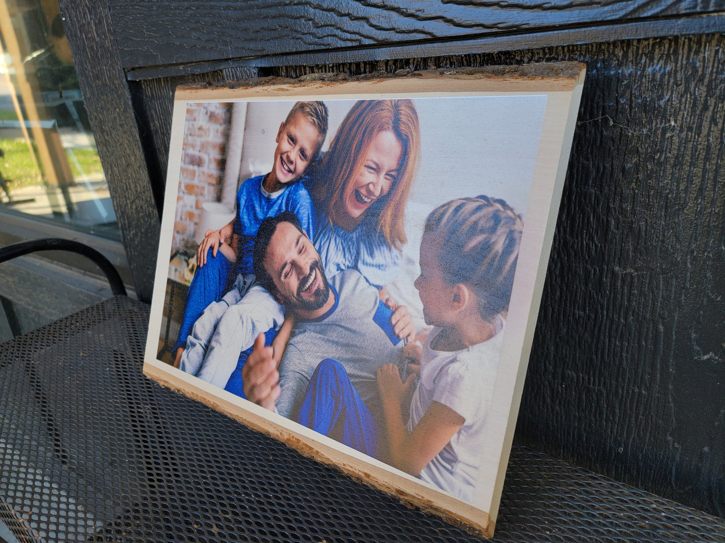 Custom Sign Printed Family Photo Balsa Wood Live Edge Keepsake Gift Gift for her Wedding Gift Christmas Birthday Your Image Color
