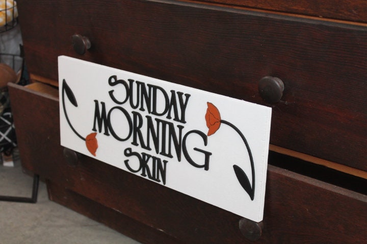 Custom Wooden Handmade Sign Skin Care Floral Poppy Unframed Commerical Signage 3D Raised Letters Company Name Personalized Customizable