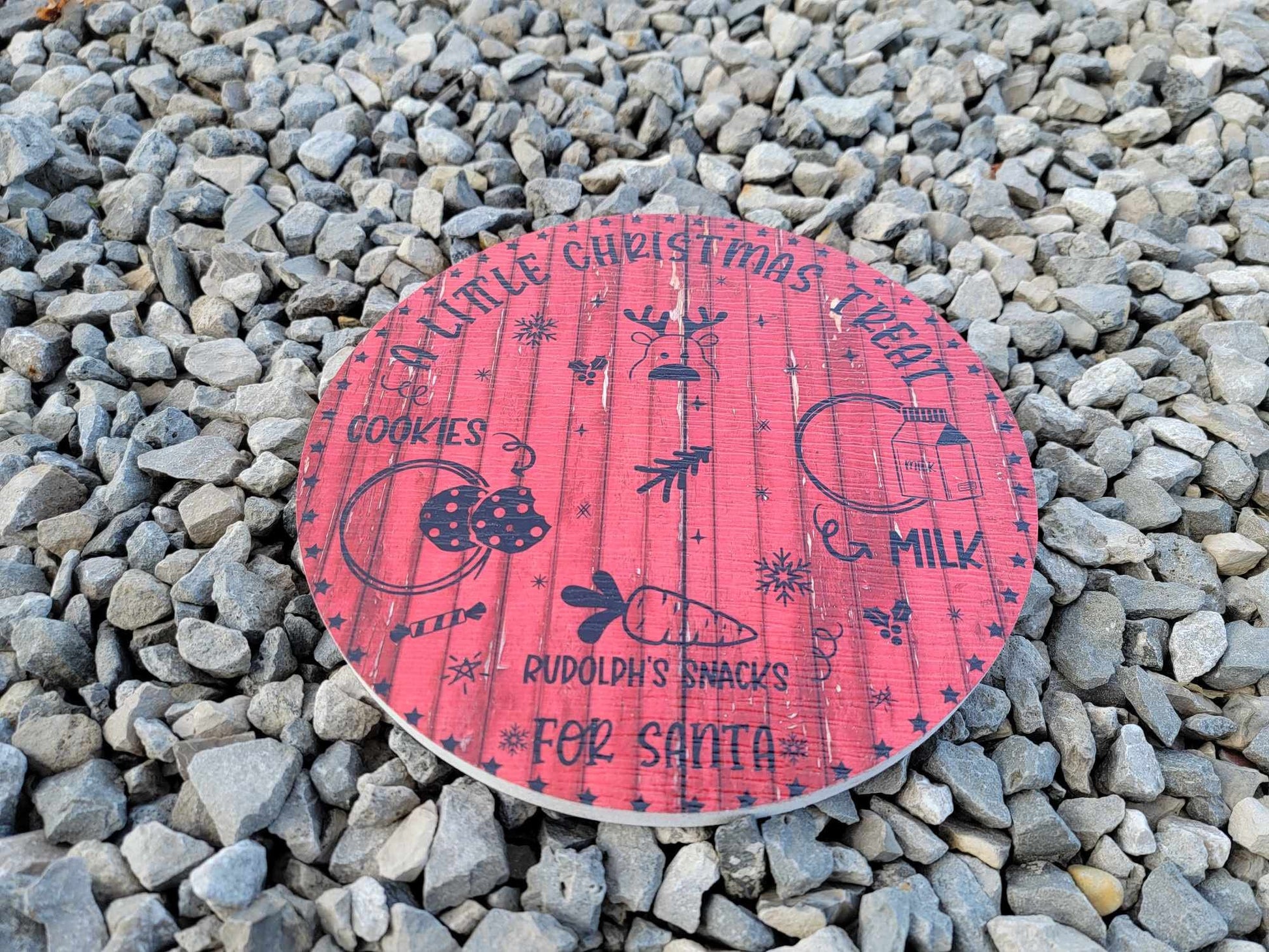 Dear Santa Tray A Little Christmas Treat Round Blue Cookies Milk Reindeer Carrot PVC Printed Christmas Day Gift Snack Plate Leave for Santa