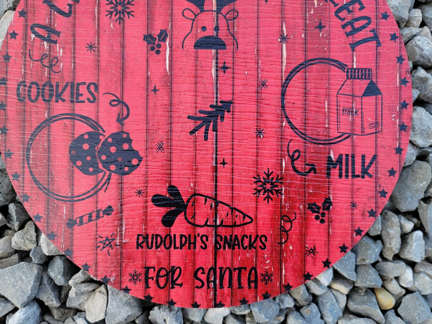 Dear Santa Tray A Little Christmas Treat Round Blue Cookies Milk Reindeer Carrot PVC Printed Christmas Day Gift Snack Plate Leave for Santa