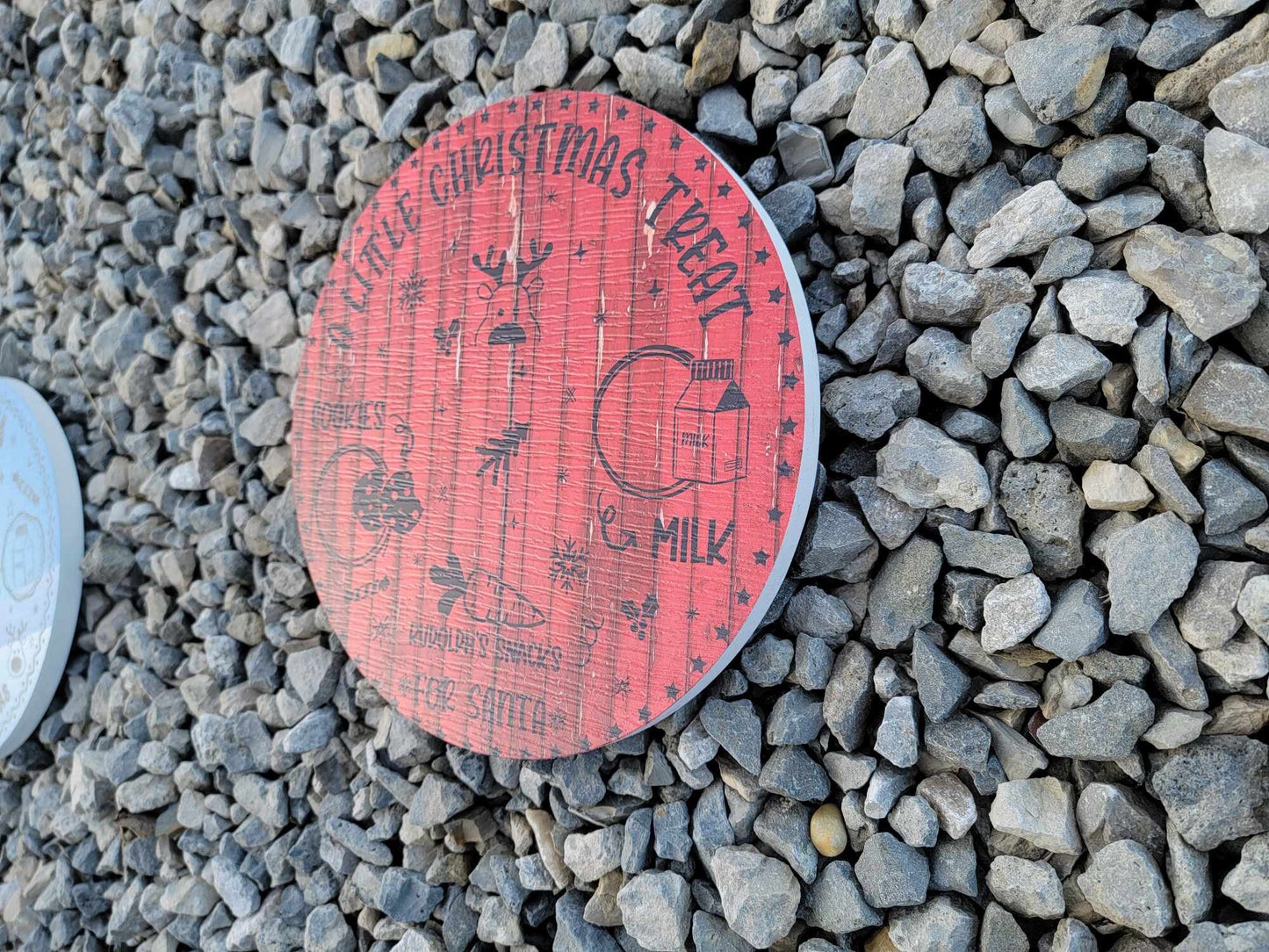 Dear Santa Tray A Little Christmas Treat Round Blue Cookies Milk Reindeer Carrot PVC Printed Christmas Day Gift Snack Plate Leave for Santa