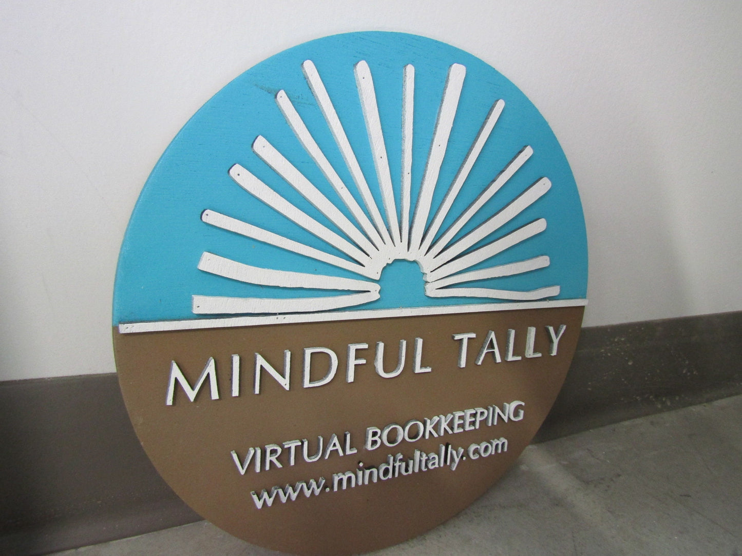 Custom Sign Round Business Natural Sunrays Bookkeeper Accountant Commerical Sign Single Or Double Sided Made to Order Store Wooden Handmade