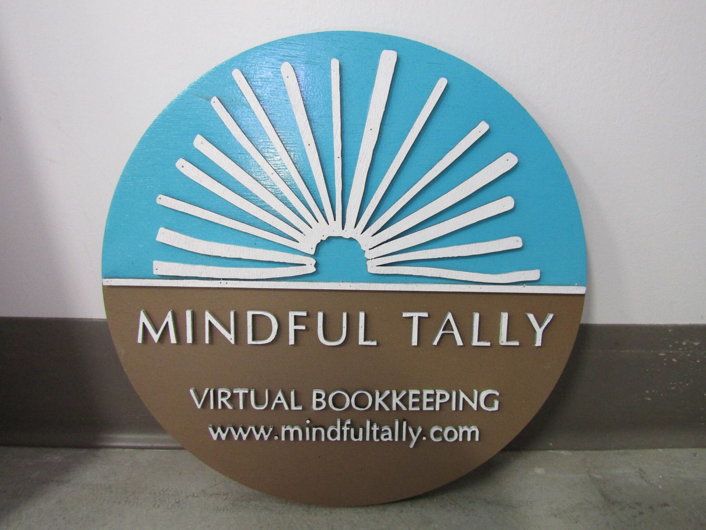 Custom Sign Round Business Natural Sunrays Bookkeeper Accountant Commerical Sign Single Or Double Sided Made to Order Store Wooden Handmade