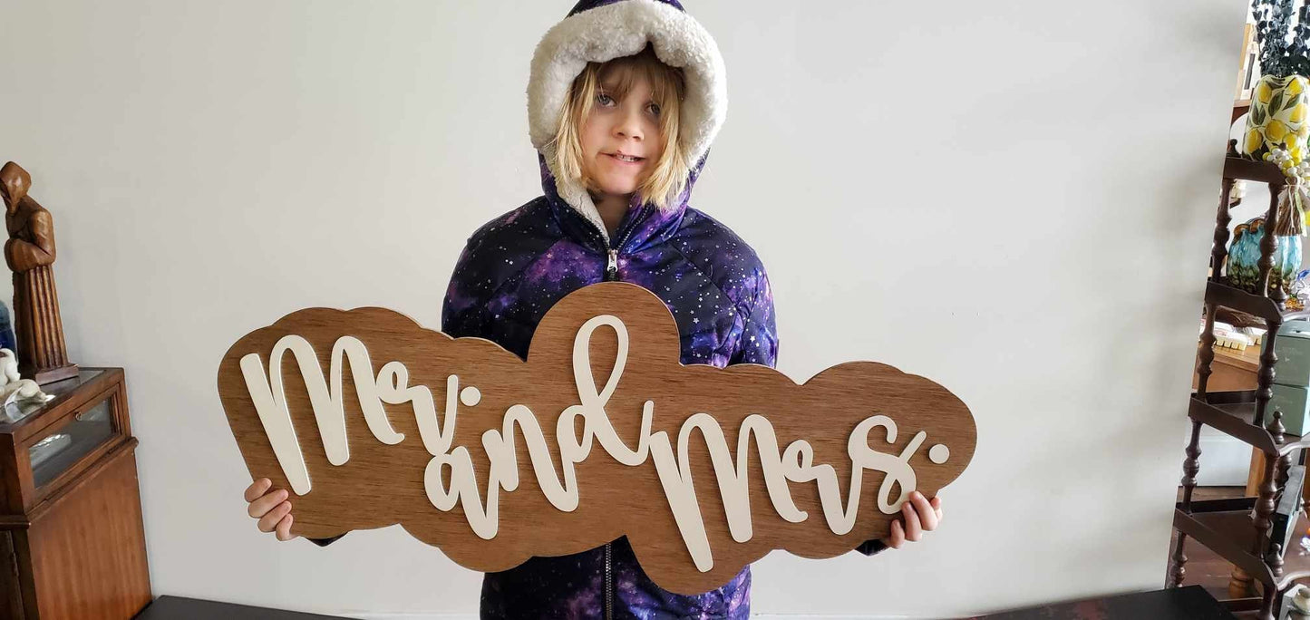 Large Wood Sign Mr And Mrs Wedding Decor Wedding Sign Over Bed Sign Gift for Couples Wedding Shower Reception Giftable 3D Raised