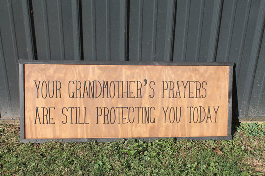 Grandmas Prayers Protection Love Family Grandmother Biblical Home Decor Uplifting 3D Handmade Wall Art Inspirational Raised Wooden Sign