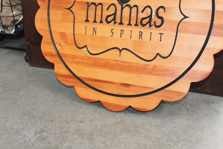 Wood Scalloped Carved Bird Engraved Color Filled Business Commerical Signage Your Logo Handmade Custom Oversized Pine Wood Round Sign