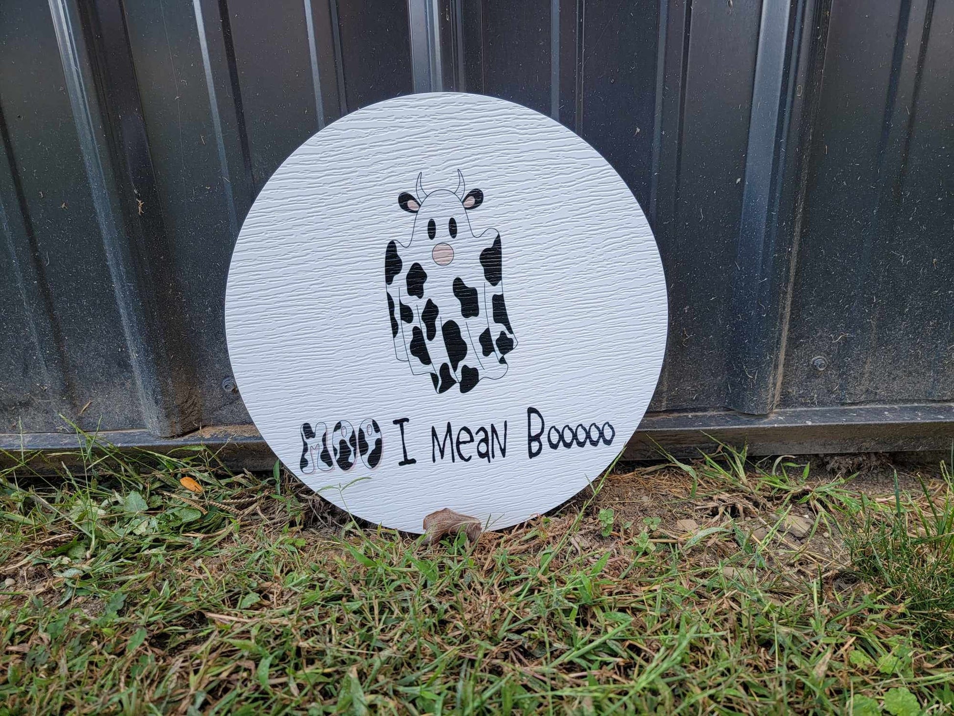 Boo Moo Ghost Cow Cow print Halloween Fall Porch Pumpkin Autumn Gourd PVC Weatherproof Ultraviolet Ink Doorhanger Outdoor Use