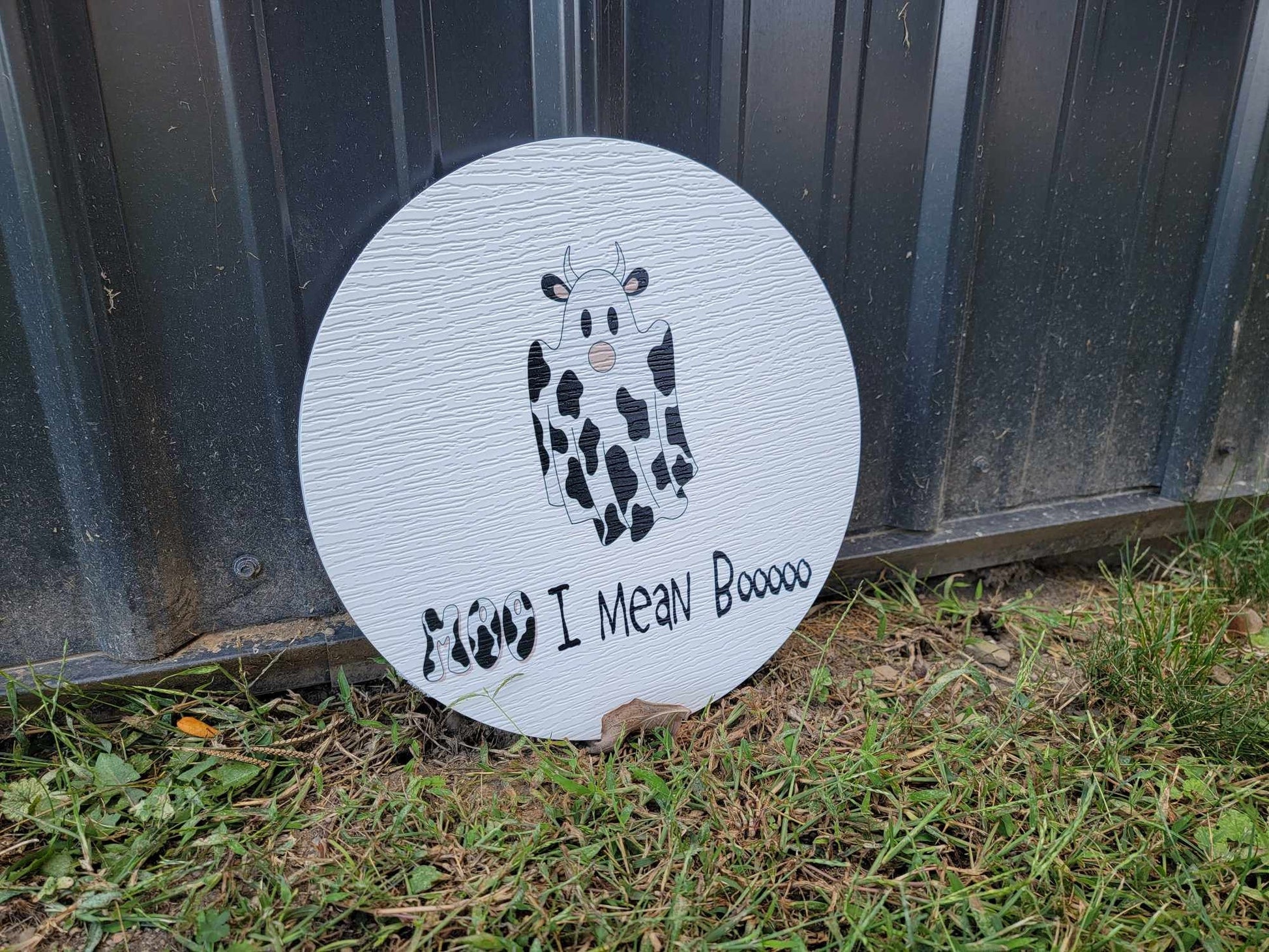 Boo Moo Ghost Cow Cow print Halloween Fall Porch Pumpkin Autumn Gourd PVC Weatherproof Ultraviolet Ink Doorhanger Outdoor Use