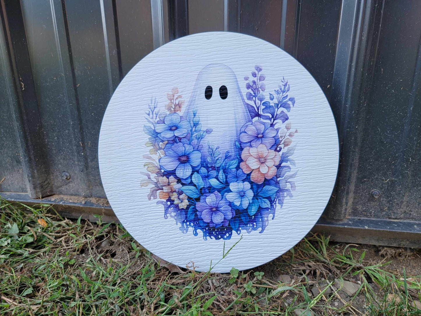 Purple Ghost Sign printed Pumkin Gourd Halloween Fall Porch Pumpkin Autumn Gourd PVC Weatherproof Ultraviolet Ink Doorhanger Outdoor Use