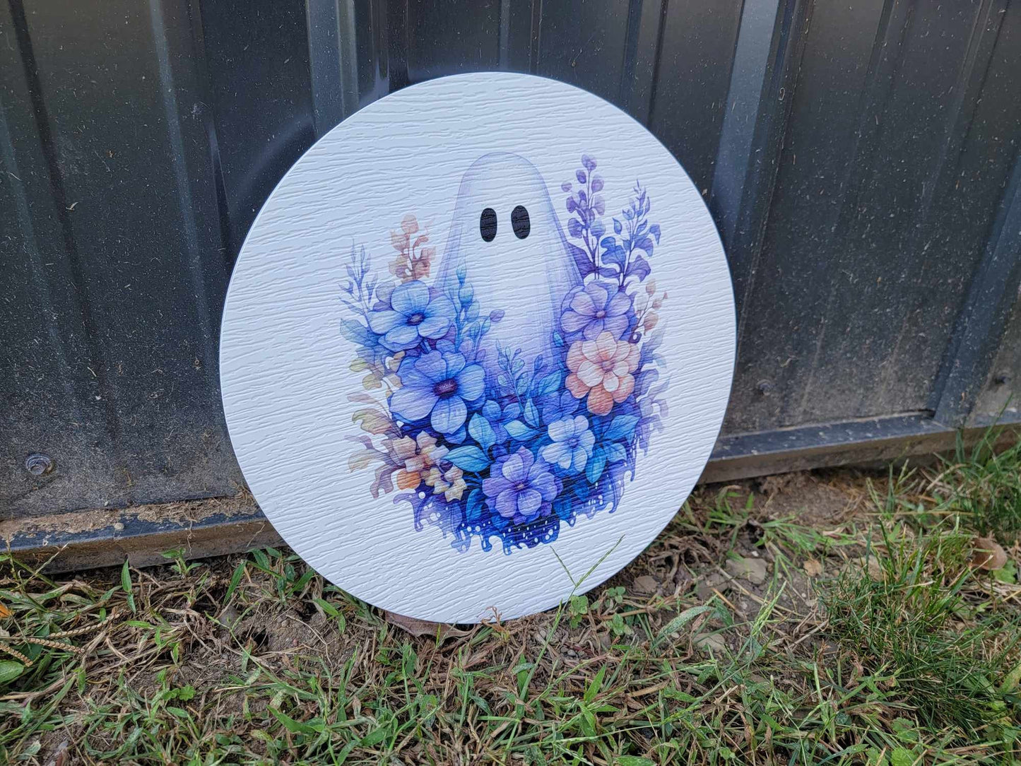 Purple Ghost Sign printed Pumkin Gourd Halloween Fall Porch Pumpkin Autumn Gourd PVC Weatherproof Ultraviolet Ink Doorhanger Outdoor Use