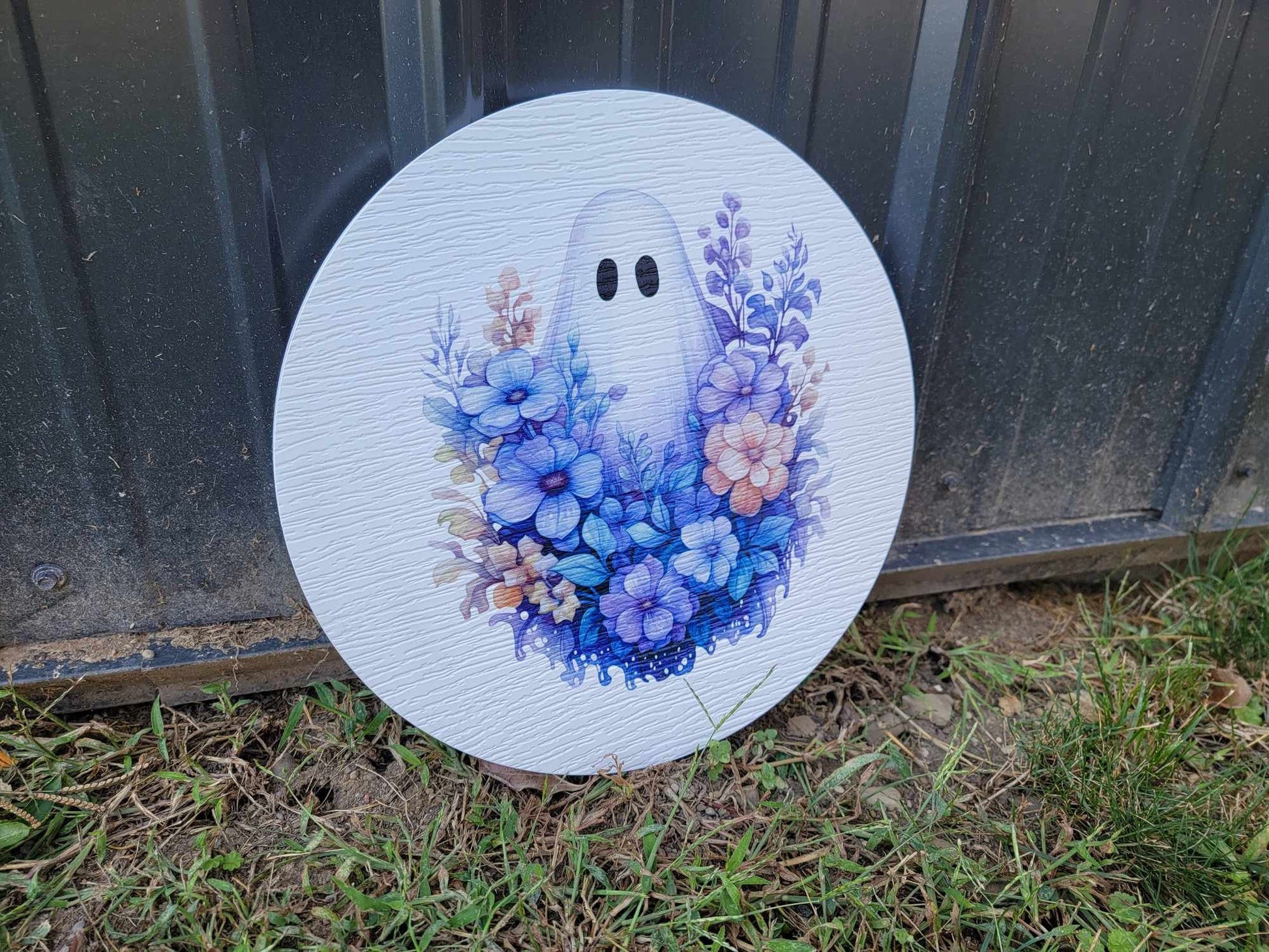 Purple Ghost Sign printed Pumkin Gourd Halloween Fall Porch Pumpkin Autumn Gourd PVC Weatherproof Ultraviolet Ink Doorhanger Outdoor Use