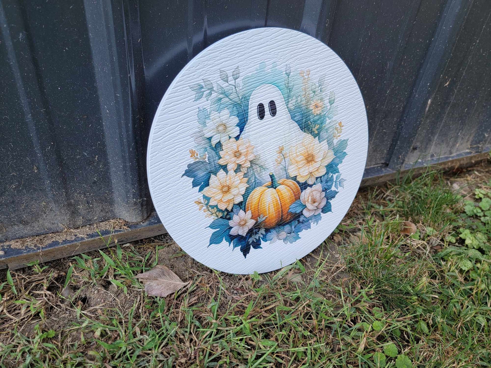 Ghost Sheet Green Sign printed Pumpkin Halloween Fall Porch Pumpkin Autumn Gourd PVC Weatherproof Ultraviolet Ink Doorhanger Outdoor Use