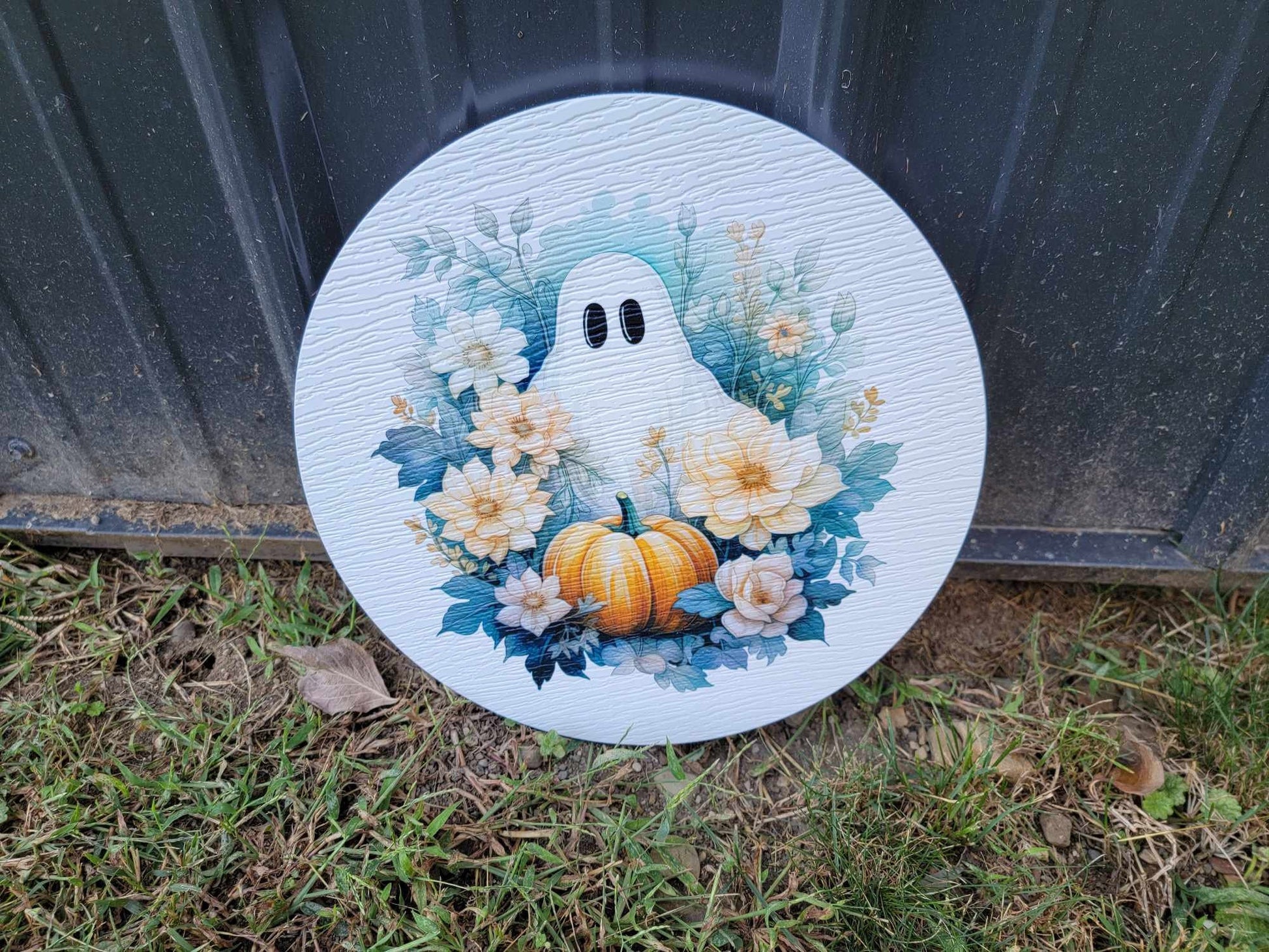 Ghost Sheet Green Sign printed Pumpkin Halloween Fall Porch Pumpkin Autumn Gourd PVC Weatherproof Ultraviolet Ink Doorhanger Outdoor Use
