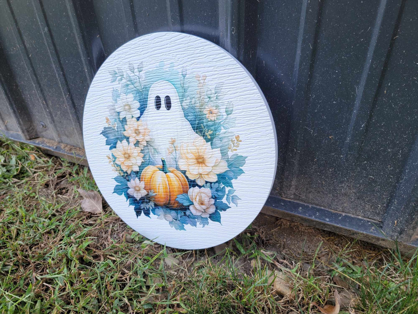 Ghost Sheet Green Sign printed Pumpkin Halloween Fall Porch Pumpkin Autumn Gourd PVC Weatherproof Ultraviolet Ink Doorhanger Outdoor Use