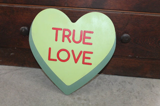 Candy Conversation Heart True Love Green Cutout Valentines Day Gift Photography Prop Handmade Homedecor Raised 3D Sign Wall Art
