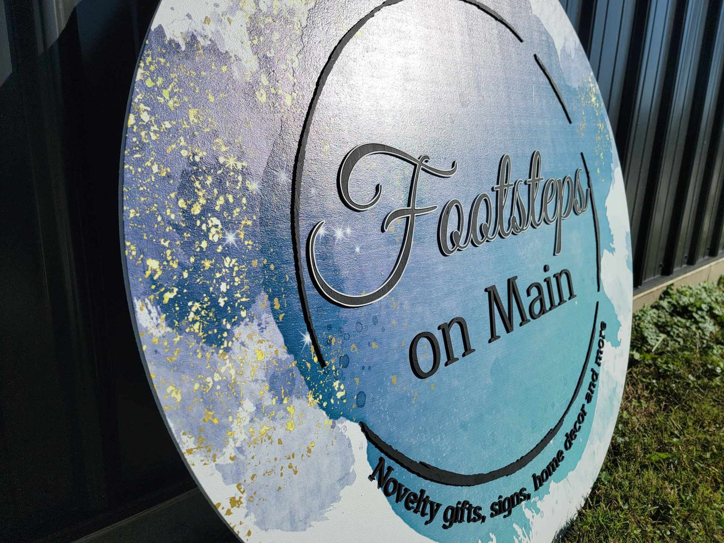 Watercolor Printed and 3D Consignment Custom Sign Round Business Commerical Signage Made to Order Store Small Shop Logo Wooden Handmade