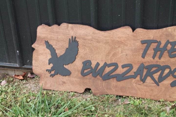 Buzzard Predatory Bird Nest Mock Live Edge Business Grove 3D Laser Cut Router Natural Raised off the Board Indoor Outdoor Clubhouse Gift