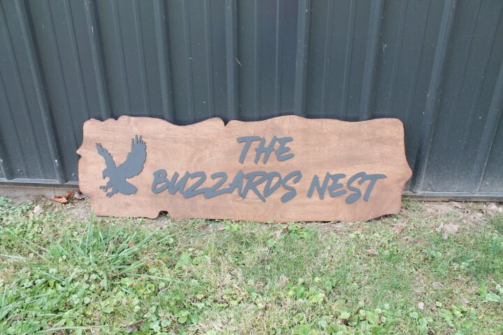 Buzzard Predatory Bird Nest Mock Live Edge Business Grove 3D Laser Cut Router Natural Raised off the Board Indoor Outdoor Clubhouse Gift