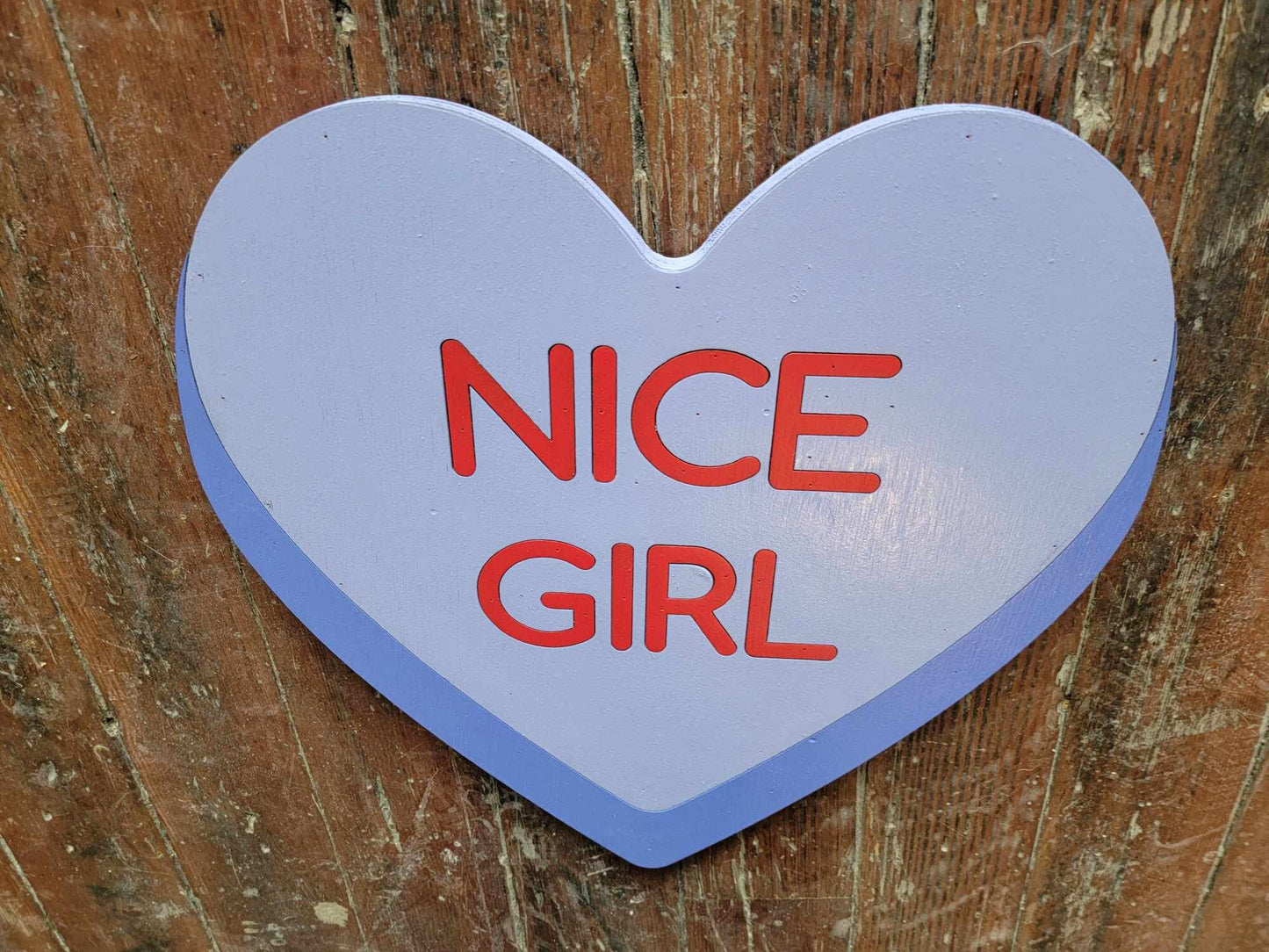 Wooden Purple Nice girl Candy Conversation Heart Cutout Valentines Day Gift Photography Prop Handmade Homedecor Raised 3D Sign Wall Art