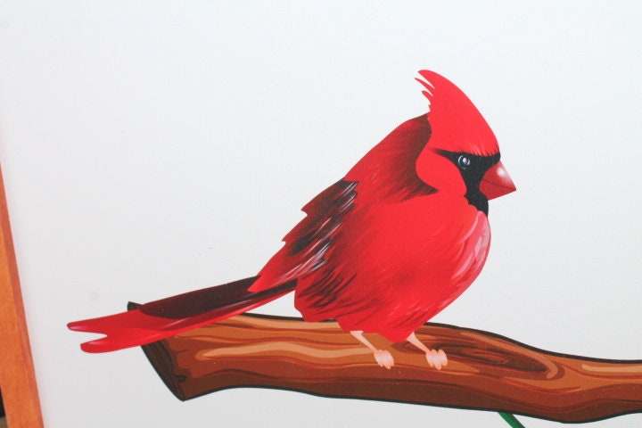 Cardinal Bird Red Address Sign Creek Printed 3D Detail Color Custom Personalized Farm Wooden Raised Handmade Framed Home Business