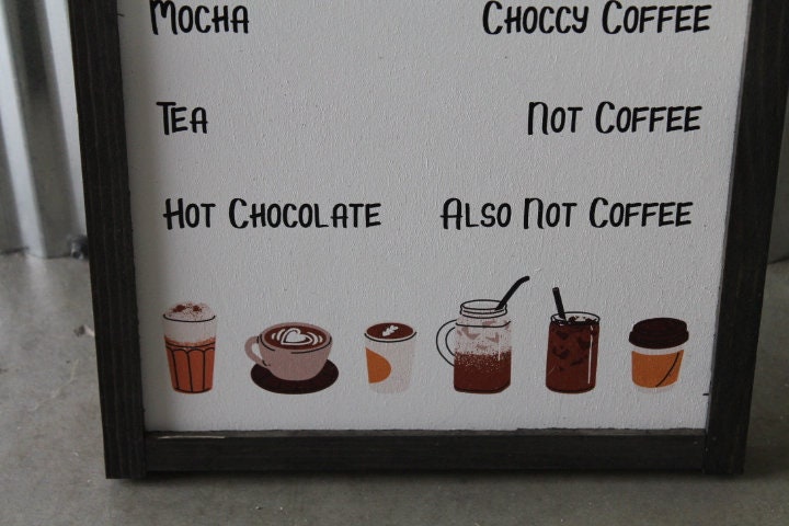 Coffee Bar Menu No Nonsense Tea Cocoa Hot Drinks Coffee Shop Decor Kitchen Sign Wall Art Farmhouse Primitive Rustic Text Large Pun