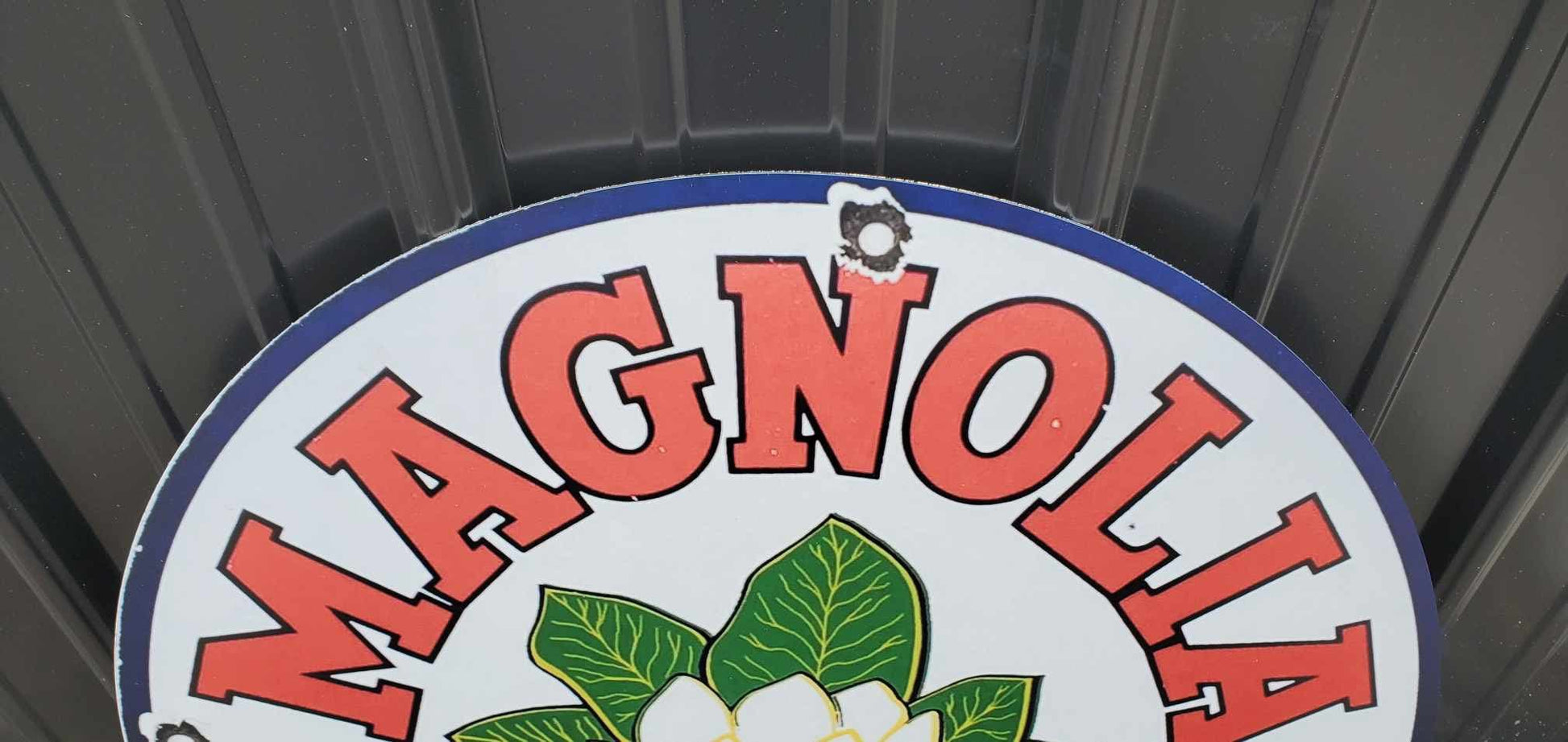 Magnolia Gasoline Oil Gas Station Reproduction Garage Sign For Him Giftable Aluminum Sign Printed Memorabilia Classic Petroliana Petroleum