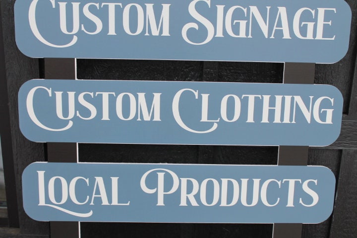 Custom Dropdown Ladder Style Advertising Local Products Window Sign Small Business Store Front Informative Printed Color Large Wood Large