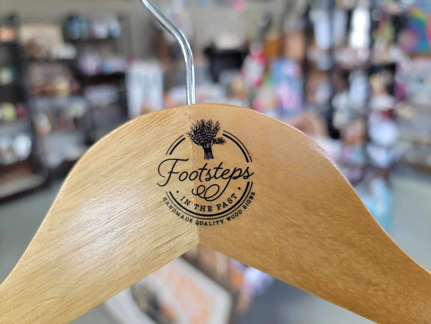 Business Clothing Hangers Store Front Custom Clothes Hanger Printed Hard Wood Use Your Logo Color Ink Customization Logo Personalized