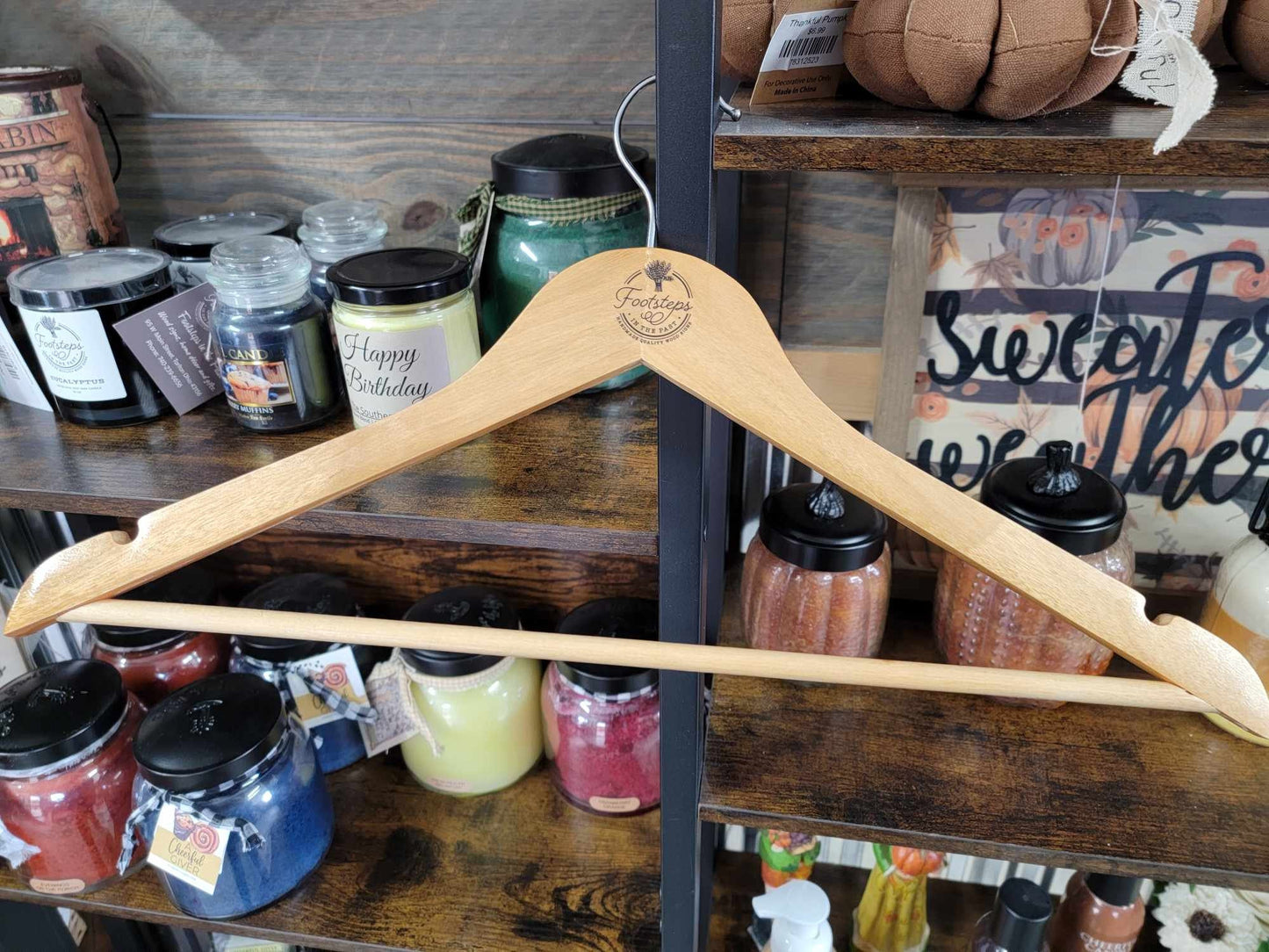 Business Clothing Hangers Store Front Custom Clothes Hanger Printed Hard Wood Use Your Logo Color Ink Customization Logo Personalized