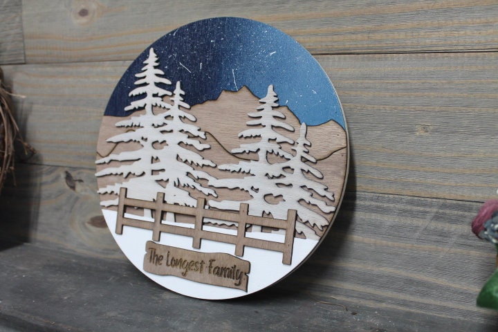 Personalized Family Name 3D Handmade Woodsy Cabin Custom Your name Camping Rustic Night Wooden Sign Cut out