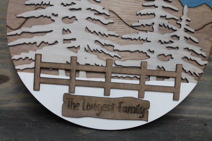 Personalized Family Name 3D Handmade Woodsy Cabin Custom Your name Camping Rustic Night Wooden Sign Cut out