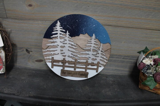 Personalized Family Name 3D Handmade Woodsy Cabin Custom Your name Camping Rustic Night Wooden Sign Cut out