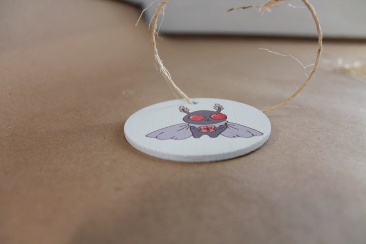 Moth man Present Gift festive Cryptic Ornament Collector Mythical Printed Keychain Giftable Gift for Him Gift for her Wooden