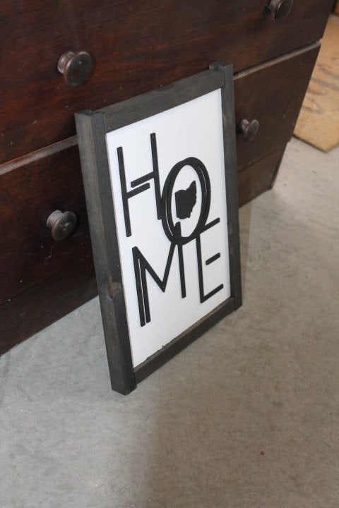 Ohio Home Minimalist Heart of it all Handmade Raised Text 3D Framed State Wall Decor Ohio Gift Home State Hometown Proud Wooden Sign