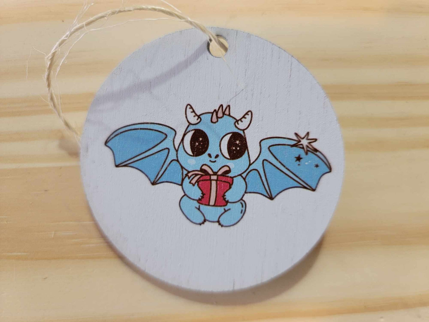 Dragon Little Monster Cute Cartoon Festive Cryptic Ornament Collector Mythical Printed Keychain Giftable Gift for Him Gift for her Wooden
