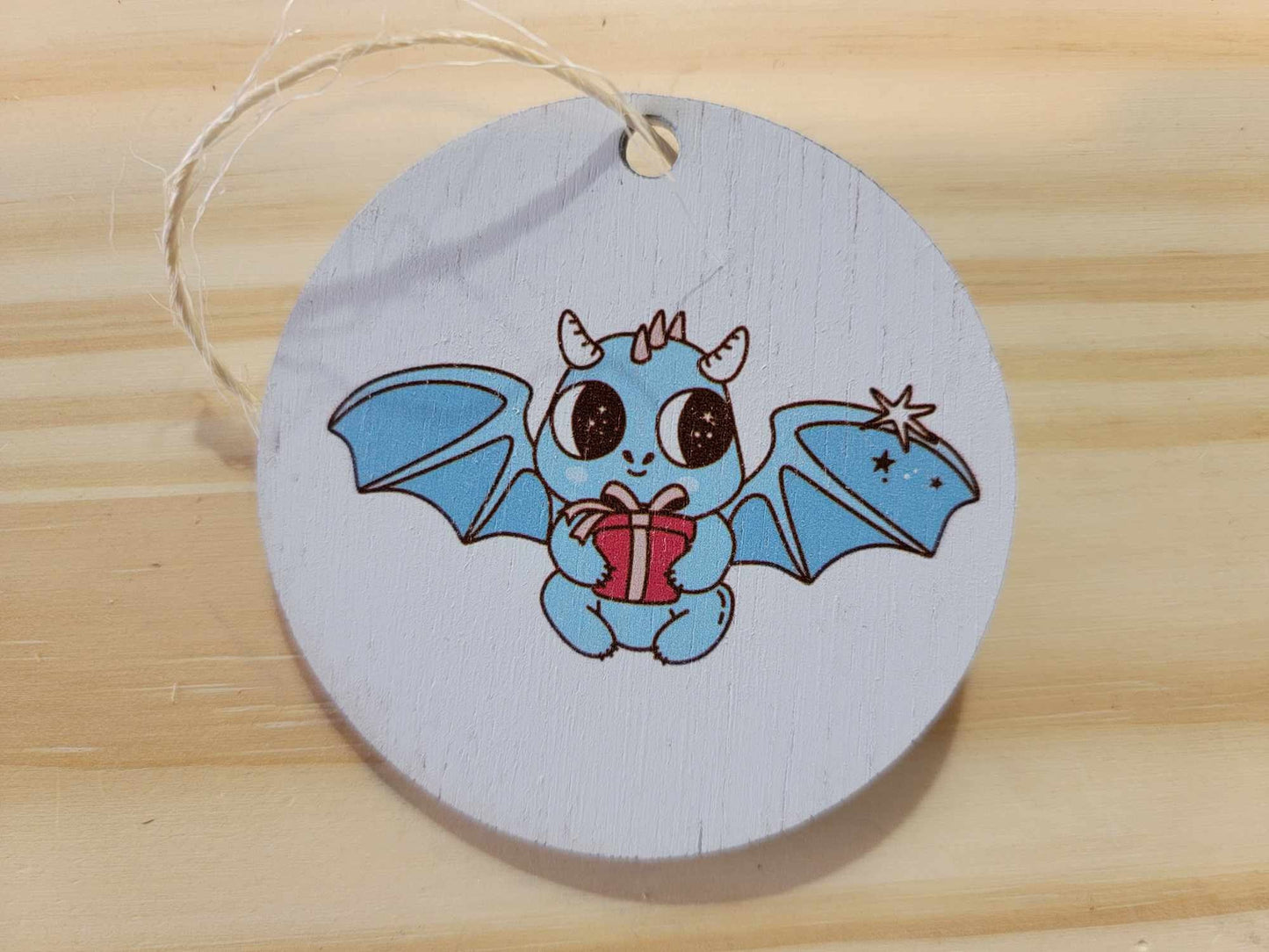Dragon Little Monster Cute Cartoon Festive Cryptic Ornament Collector Mythical Printed Keychain Giftable Gift for Him Gift for her Wooden