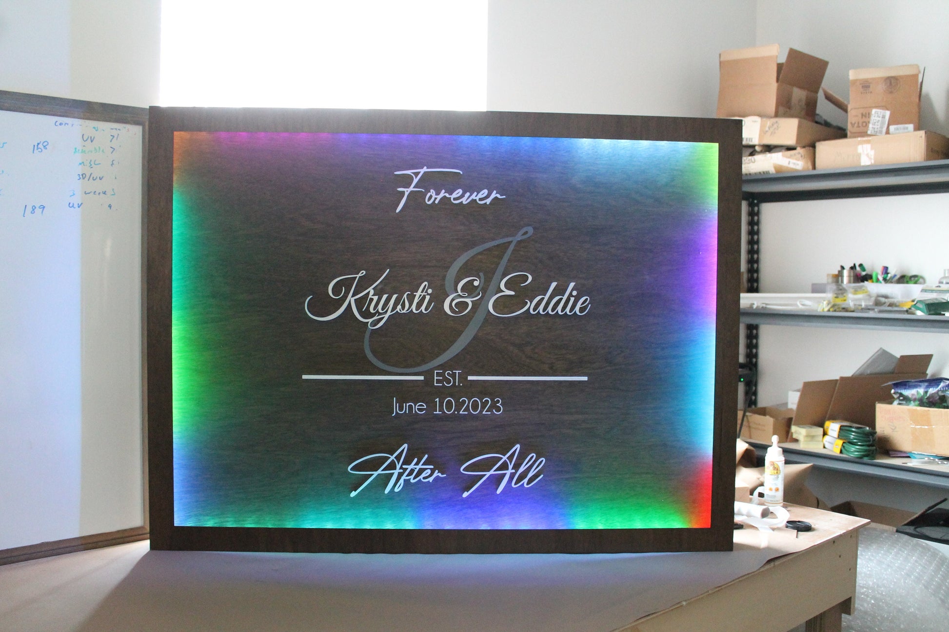 Custom Wood Lit Wedding Sign, Personalized, Party, LED, Entrance Light, Remote, Electric, Light Up, Use your Logo, Wood, Wooden