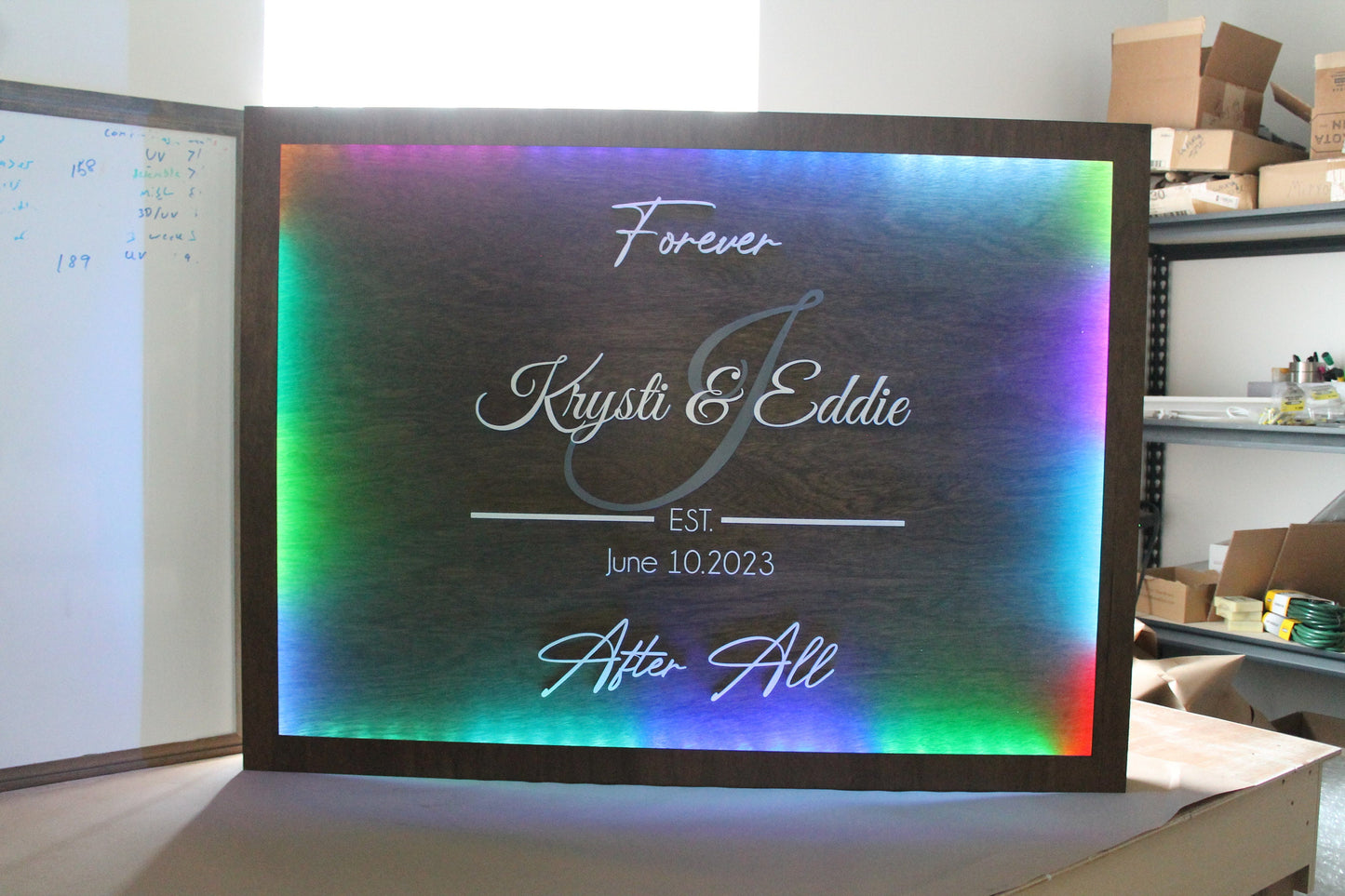 Custom Wood Lit Wedding Sign, Personalized, Party, LED, Entrance Light, Remote, Electric, Light Up, Use your Logo, Wood, Wooden