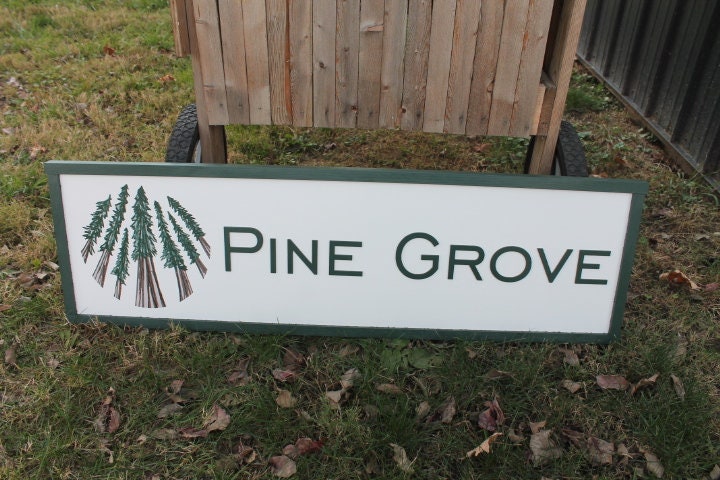 Pine Entrance Sign Tree Forest Company Commerical Custom Personalized Sign Printed Image Name Style 3d Wooden Sign