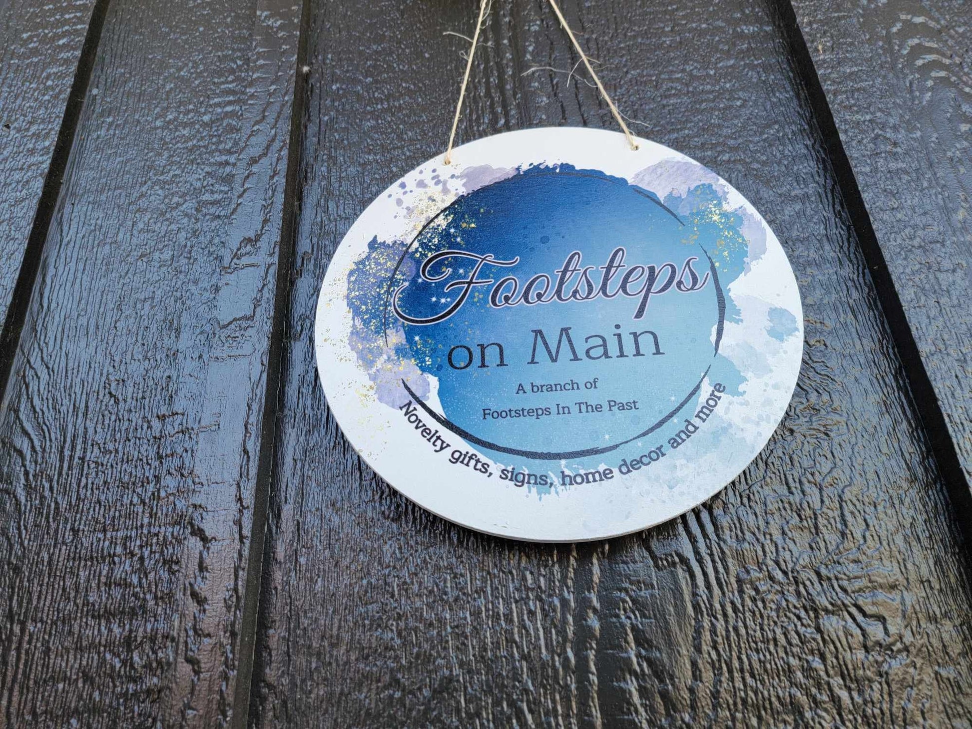 Water Color Splash Small Business Sign Logo Your Actual Logo Round Hanging Sign Booth Custom Circle Personalized Wall Art Color Wood Print