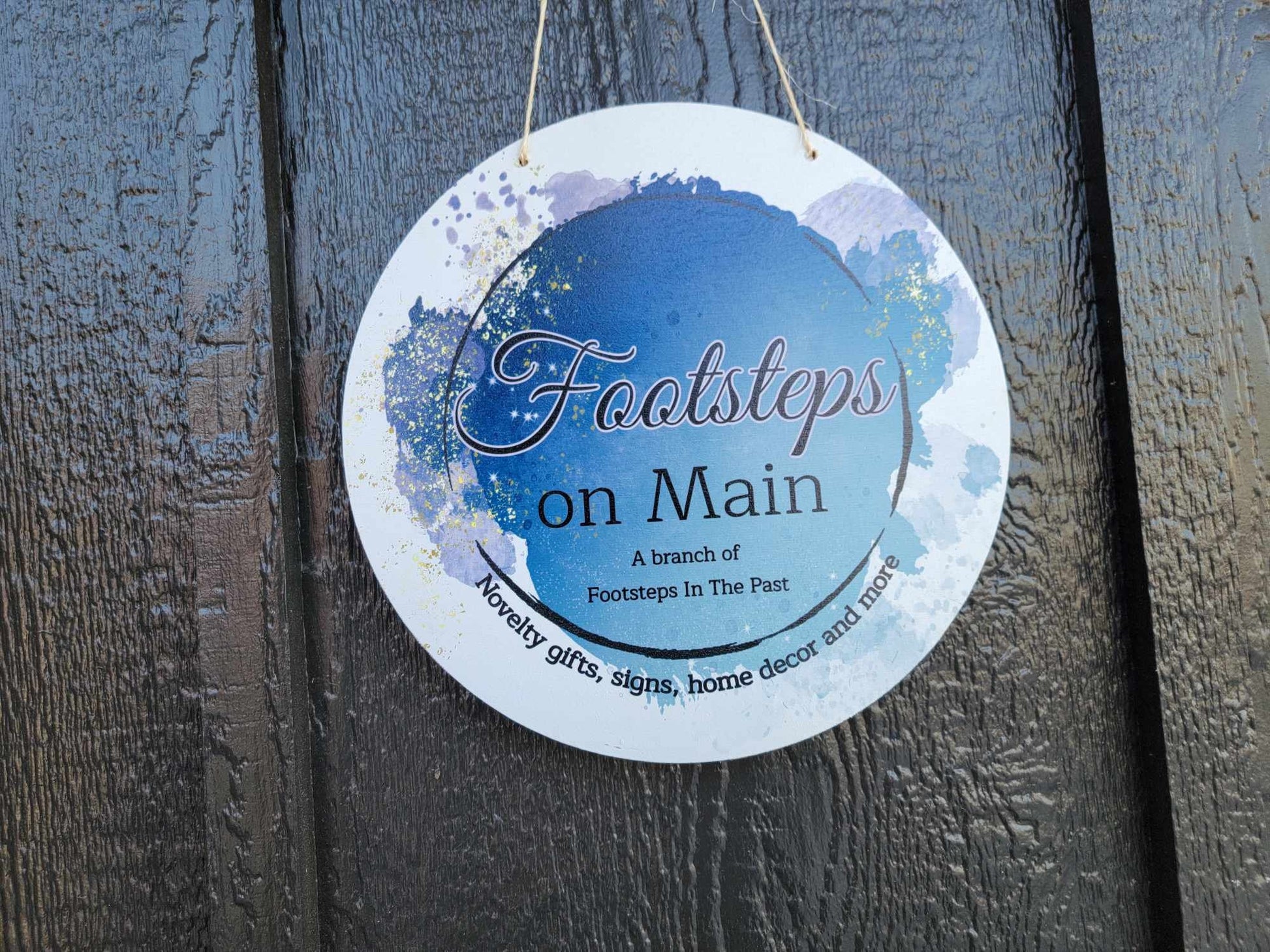 Water Color Splash Small Business Sign Logo Your Actual Logo Round Hanging Sign Booth Custom Circle Personalized Wall Art Color Wood Print