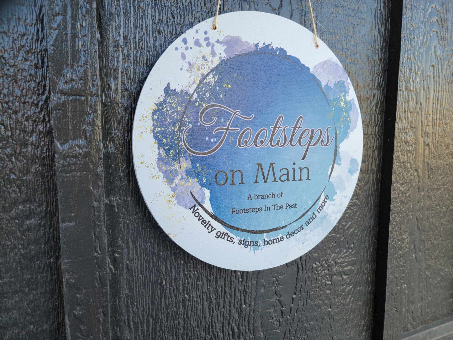 Water Color Splash Small Business Sign Logo Your Actual Logo Round Hanging Sign Booth Custom Circle Personalized Wall Art Color Wood Print