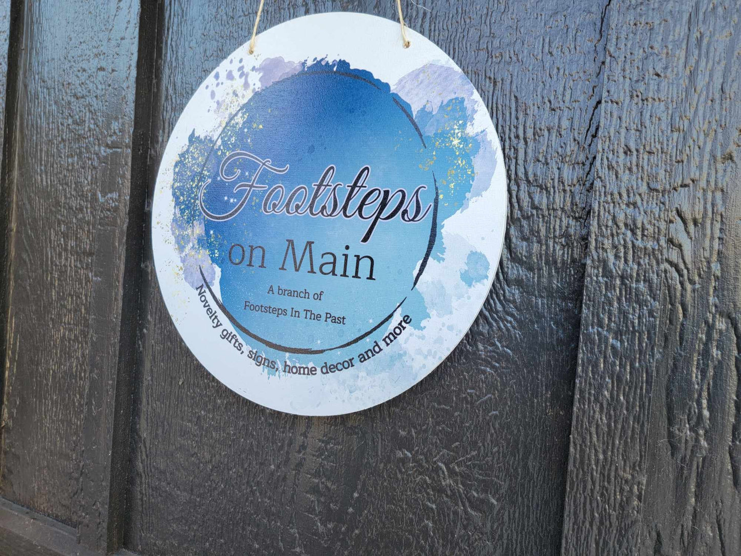 Water Color Splash Small Business Sign Logo Your Actual Logo Round Hanging Sign Booth Custom Circle Personalized Wall Art Color Wood Print